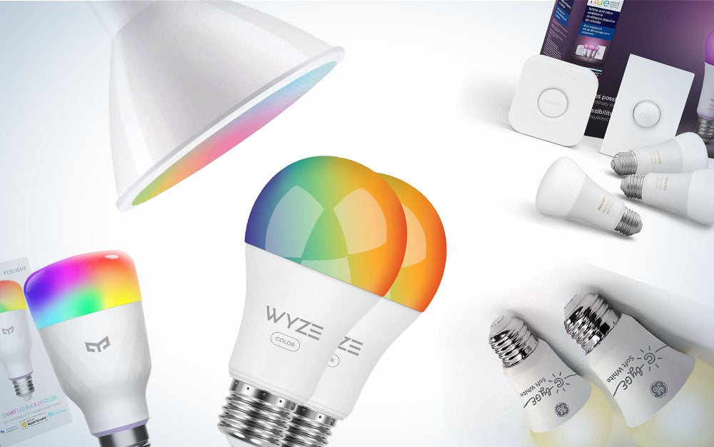 smart bulbs on a white background.