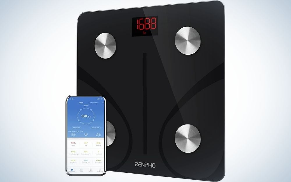The Renpho Body Fat Smart Scale works well with digital devices.