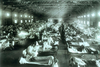 The Spanish Flu influenza pandemic in 1918 filled hospitals, seen in a black and white archival image