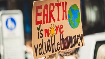 Climate change protest poster.