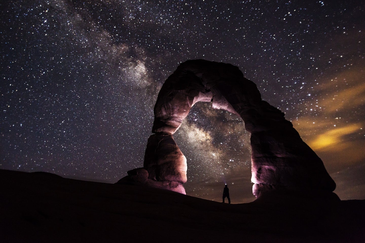 A person looks at the Milky Way