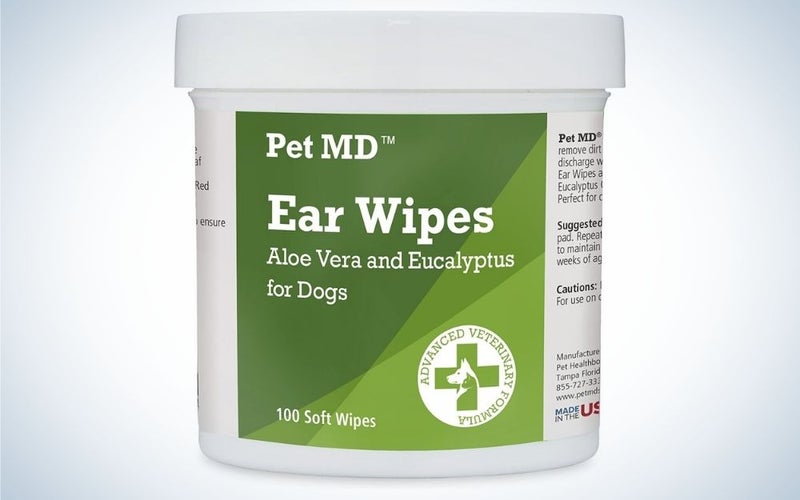 Pet MD Ear Wipes is the best puppy ear cleaner.