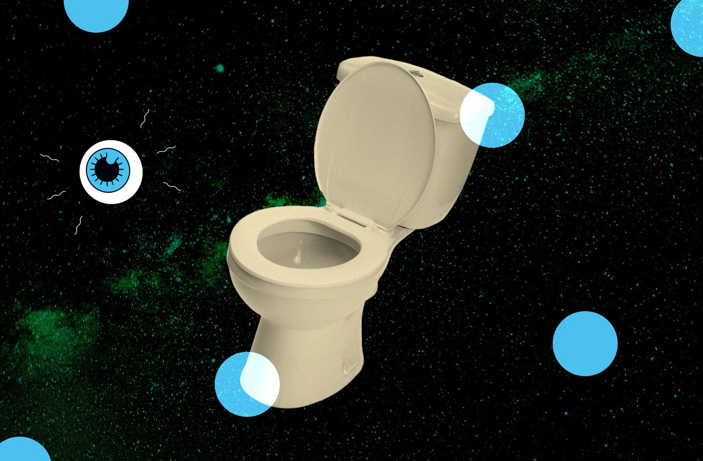 a toilet floating in space