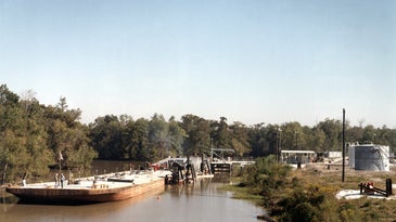 A barge near an oil terminal