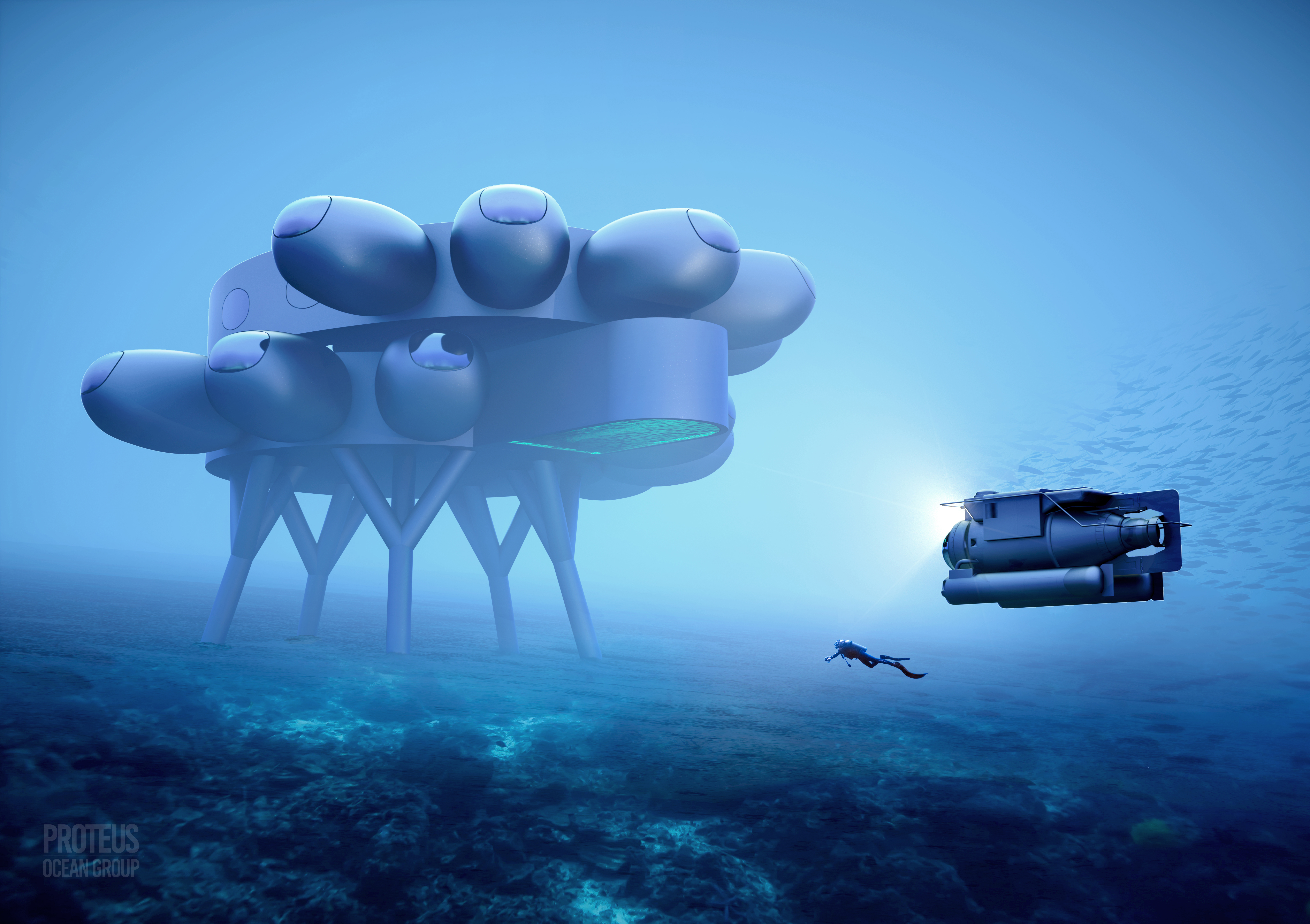 Proteus onderwaterlab ontwerp mockup