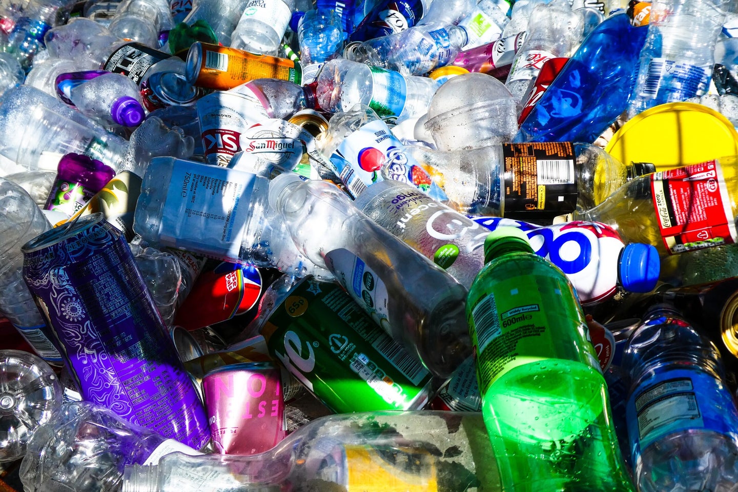 Pile of plastic bottles and waste.