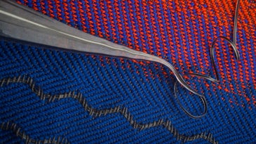 A piezoelectric thread woven into regular fabric