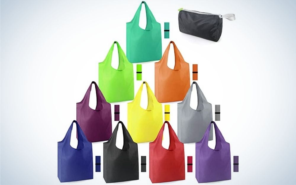 Grocery Bags with Double Handles Heavy Duty  Reusable Foldable Pack of 4 