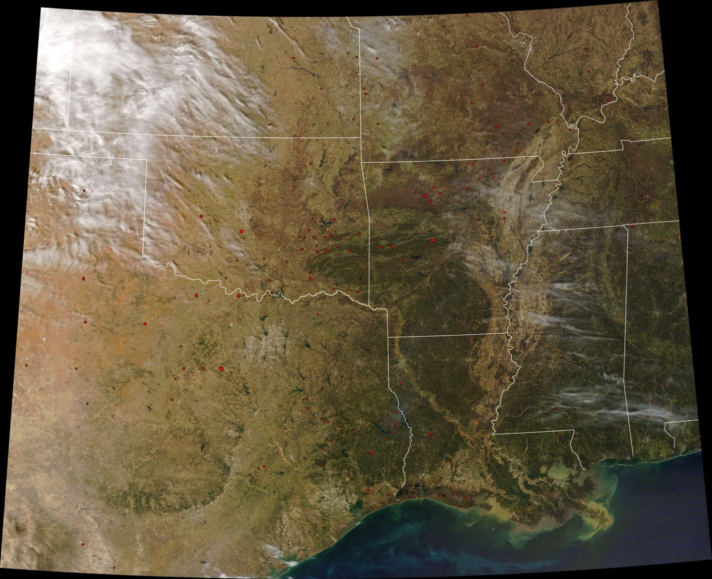 March 2022 wildfires over Texas in a satellite map
