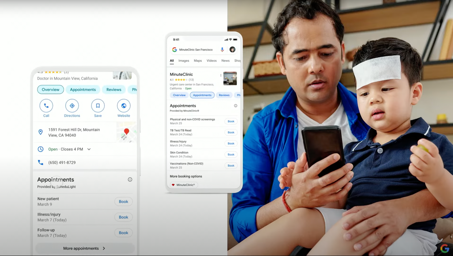google adds time availability for care providers in search