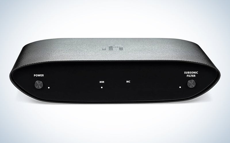 Curvy black iFi Zen Air entry-level phono preamp with subsonic filter button