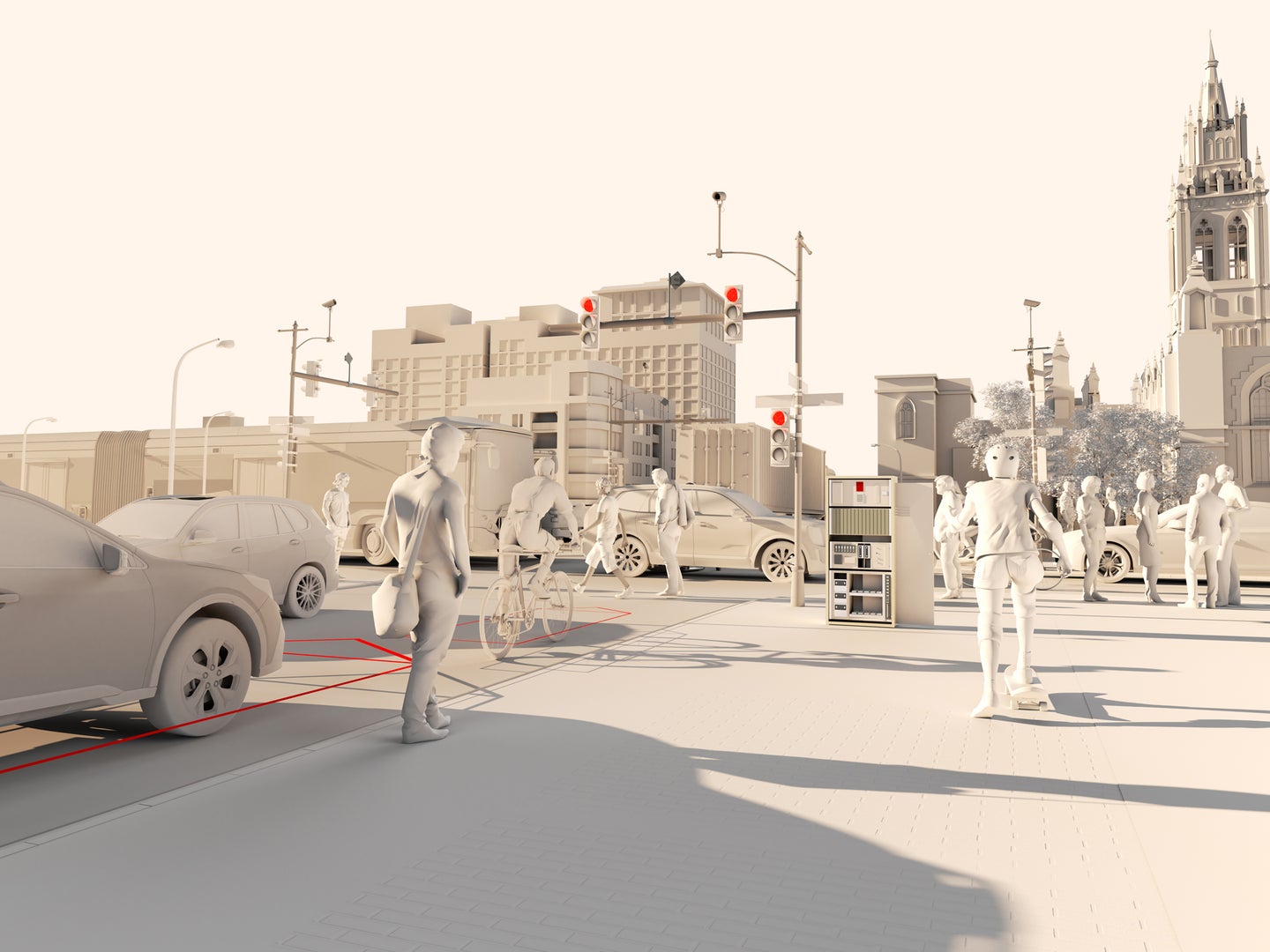 A rendering of AI-assisted traffic light systems.