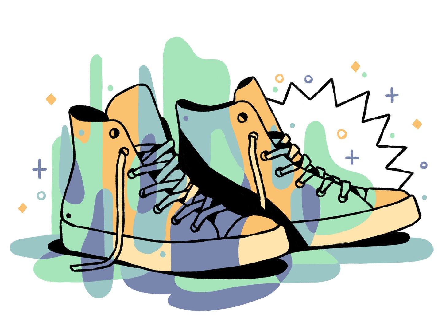 An illustration of sneakers stained with unremovable substance.