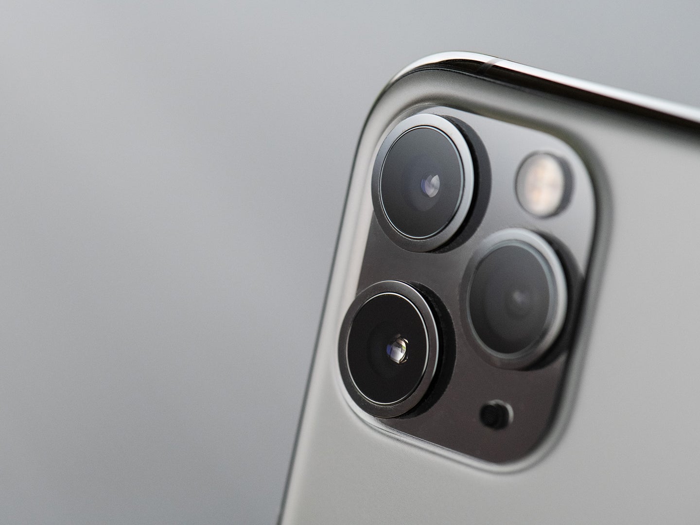 A close-up of an Apple iPhone camera.