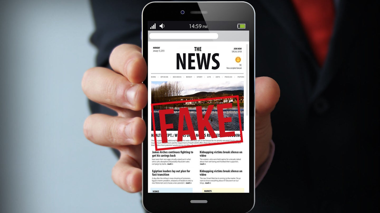 fake news on phone screen