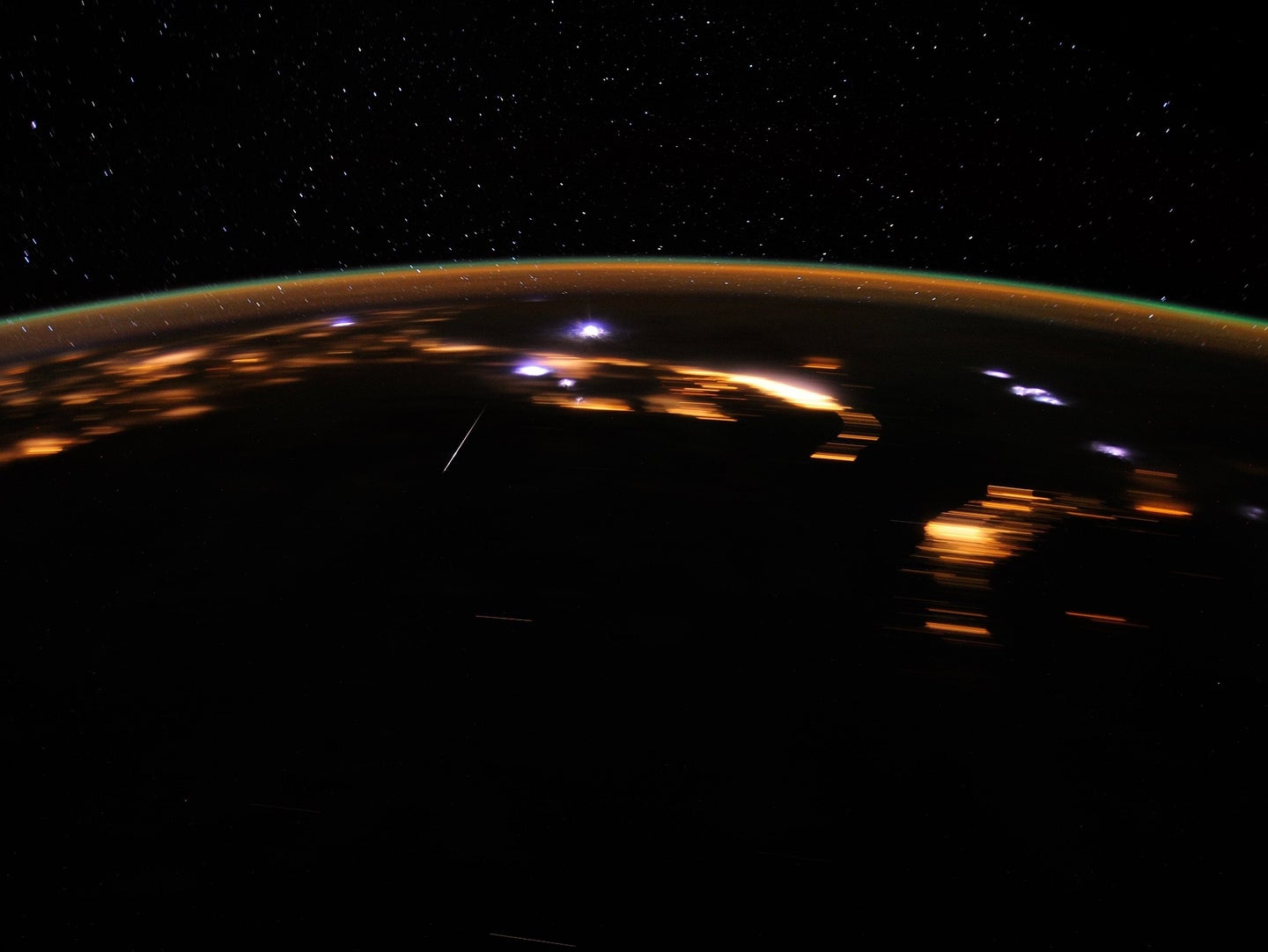 Lyrid meteor shower seen from Earth's orbit