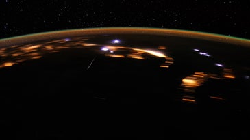Lyrid meteor shower seen from Earth's orbit