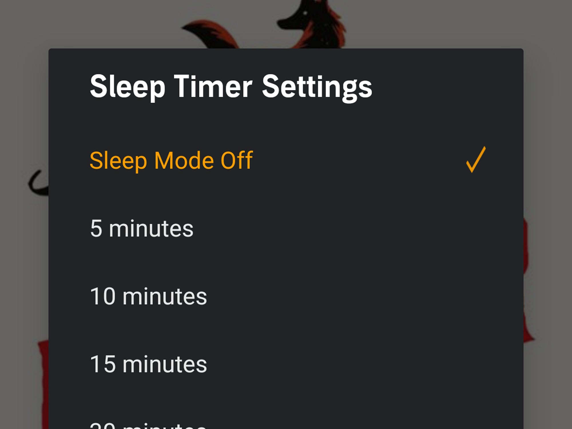 Audible's sleep timer settings, so you can fall asleep to an audiobook.