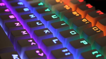 close up to rbg colored keyboard