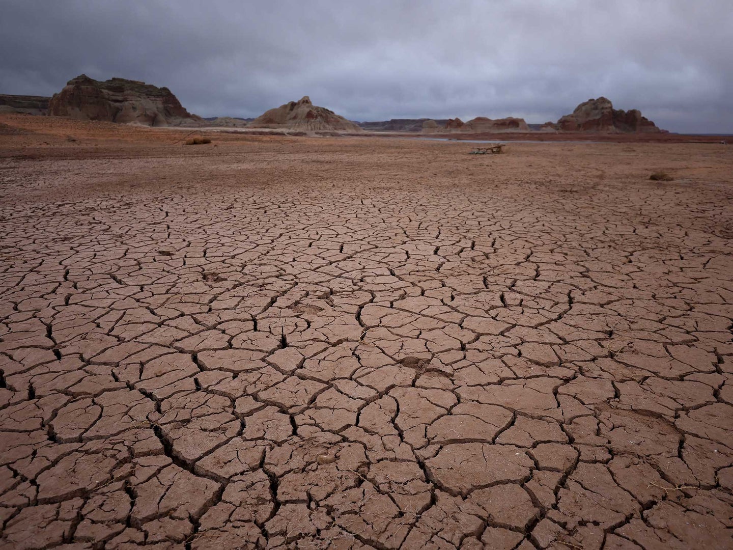 A photo of drought-stricken Lake Powell.