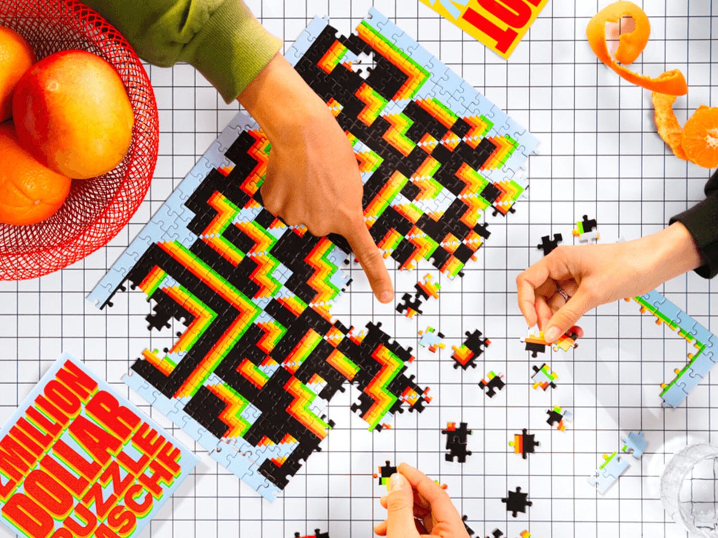 people playing a puzzle