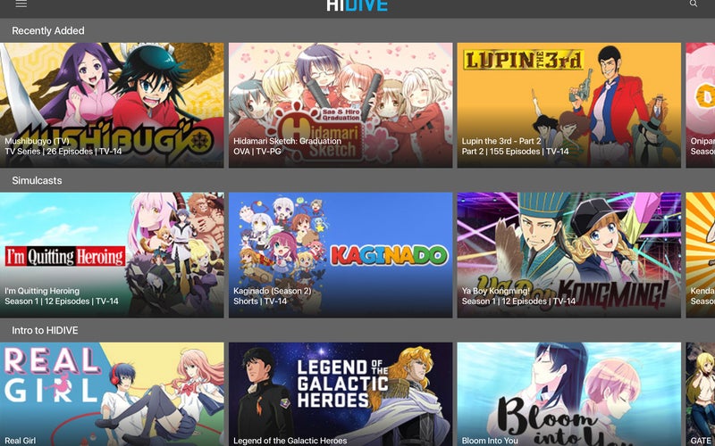 HIDIVE iPad screen capture best anime streaming services