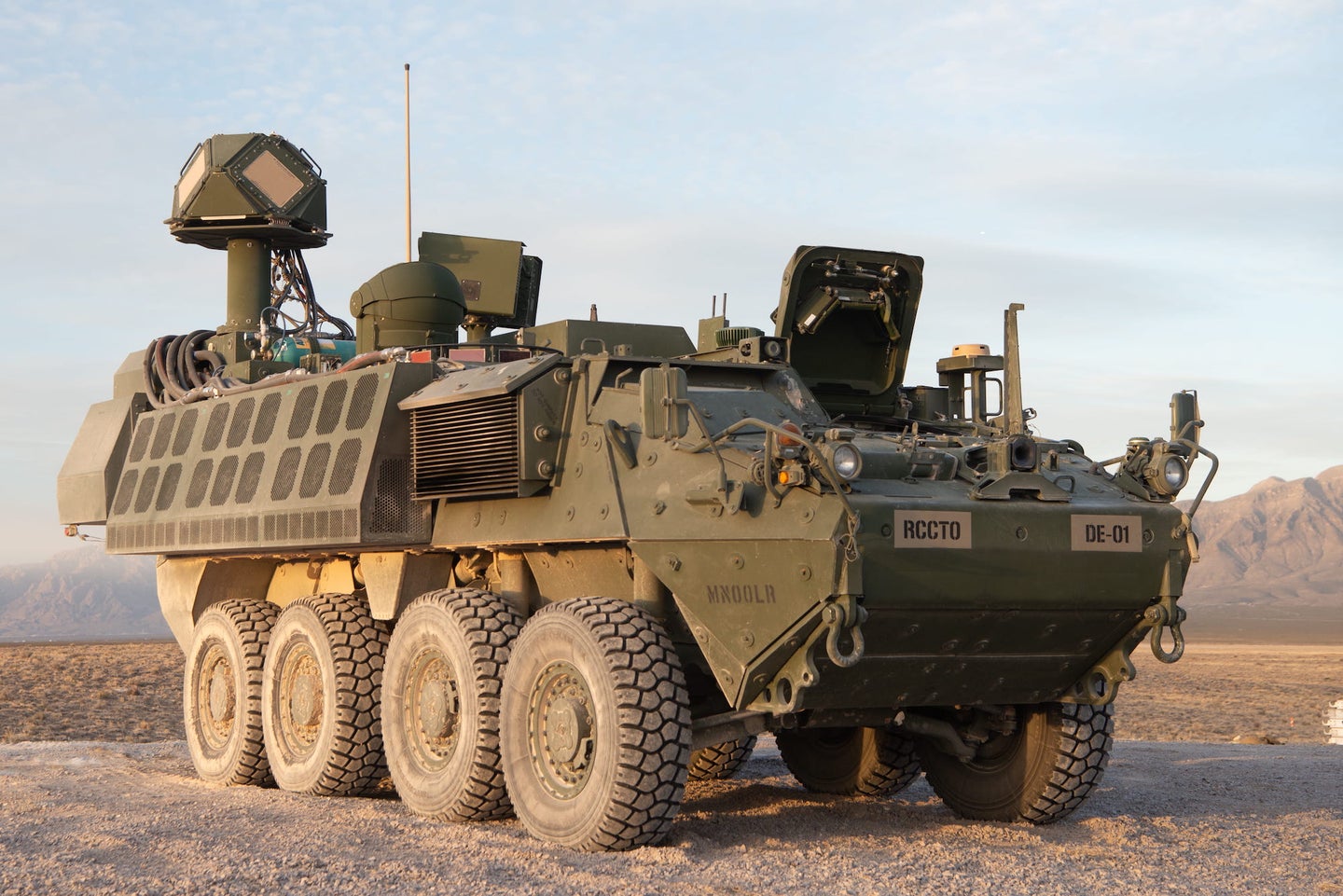 The laser on the Stryker combat vehicle.