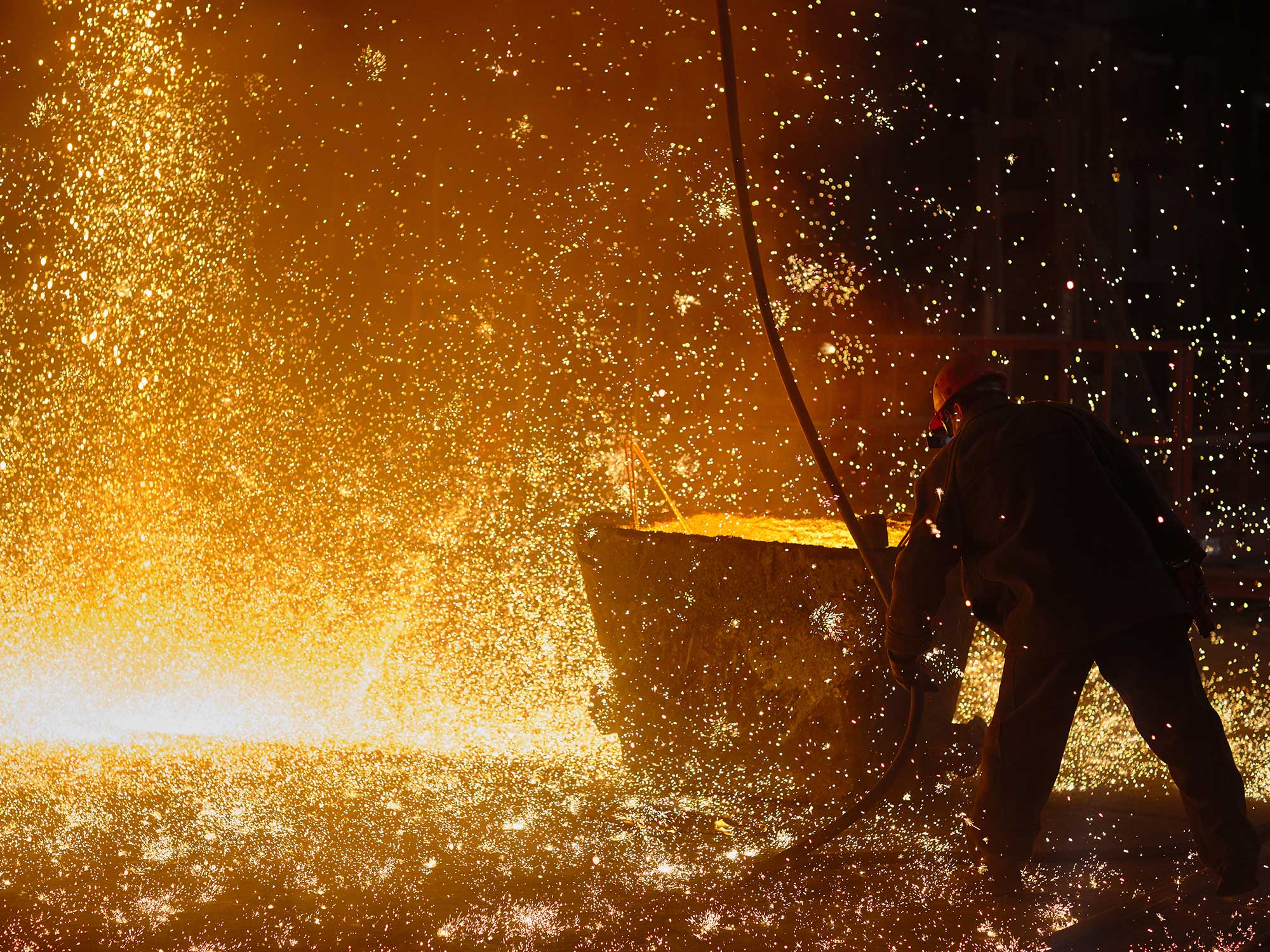 A photo of steelmaking.