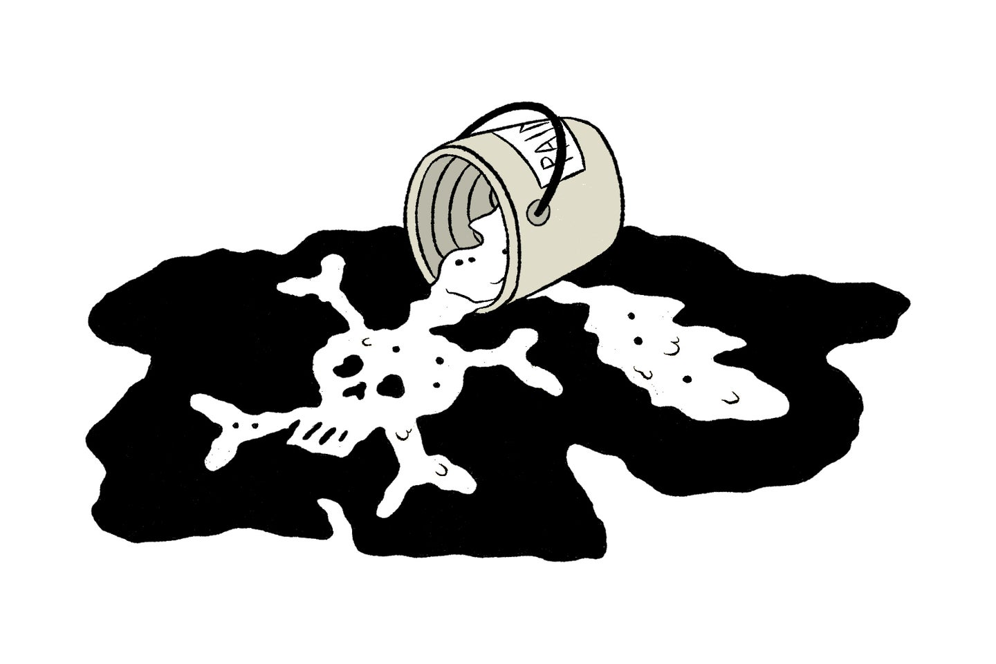 skull and crossbones in paint spill