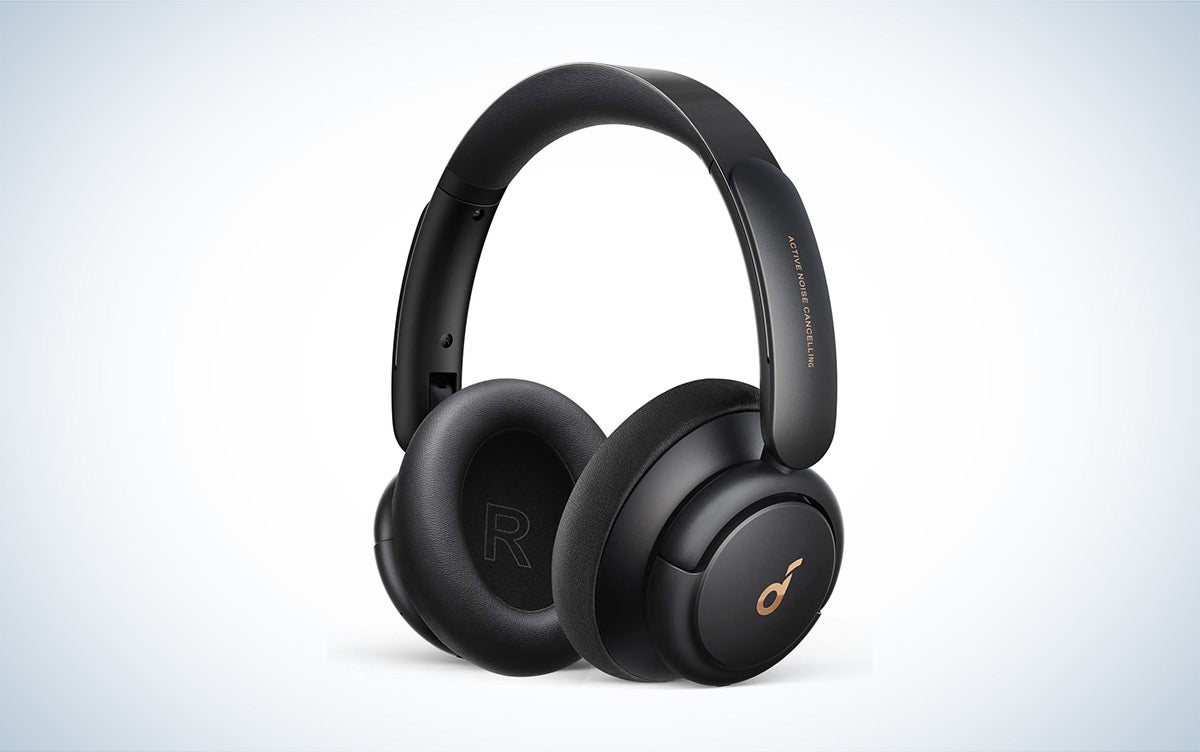The Soundcore by Anker Life Q30 black wireless headphones for TV against a white background