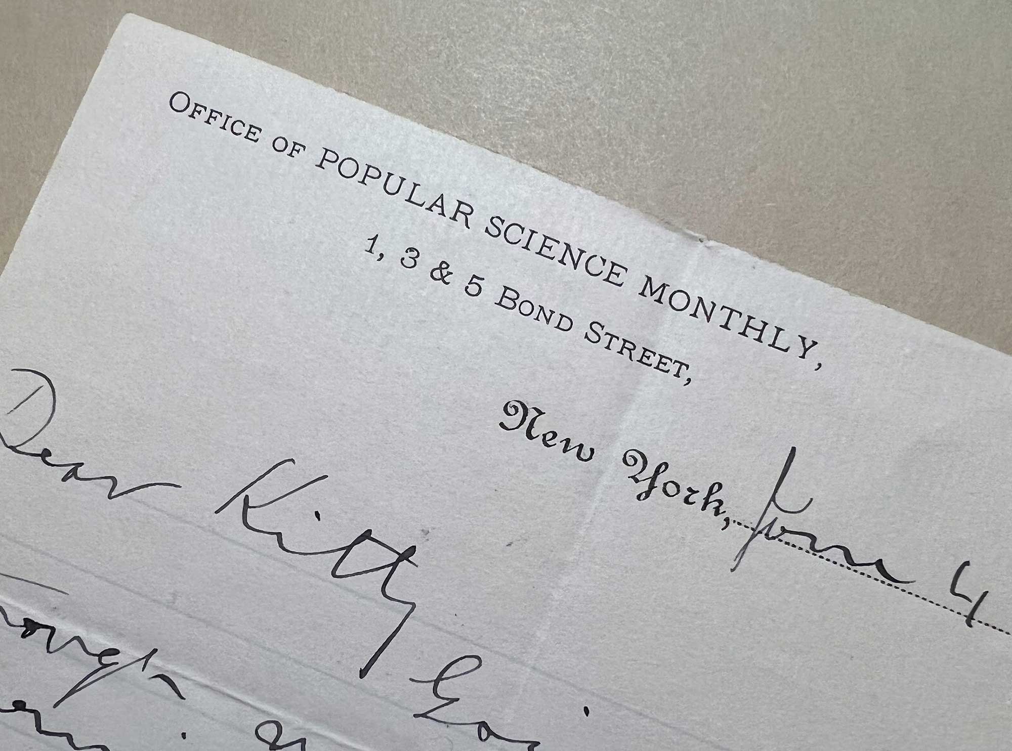 popular science letterhead 1890s