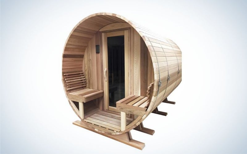Traditional Outdoor Country Living Barrel Sauna by Saunacore