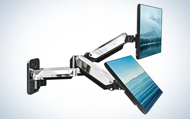 The Mountup Dual Monitor Wall Mount conveys is a more affordable choice if youâre okay installing a more permanent dual monitor setup.