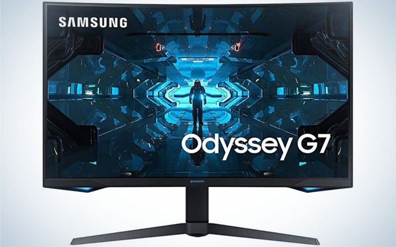 A Samsung Odyssey G7 overall best curved monitor showing bright graphics