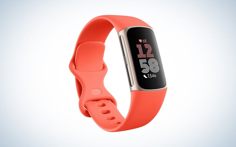 The red Fitbit for kids Charge 6 against a white backgroung