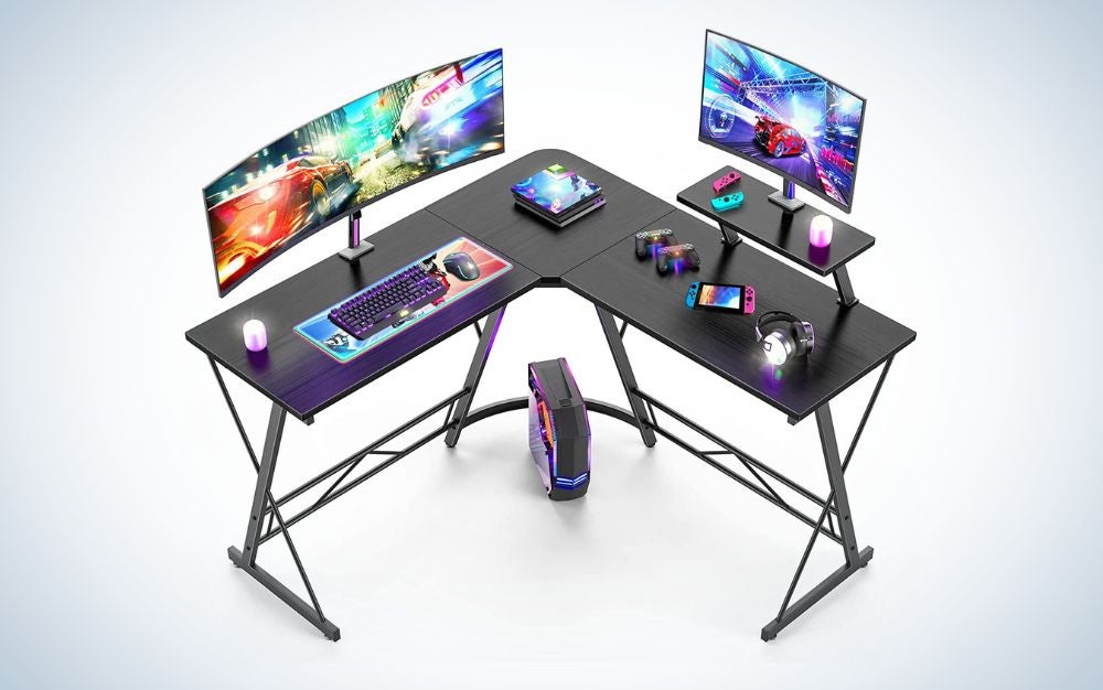 Mr. Ironstone L-Shaped Desk is the best budget desk for dual monitors.