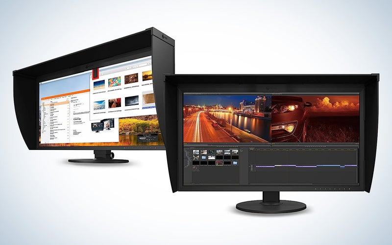 Eizo ColorEdge CG319X monitors on a plain backdrop