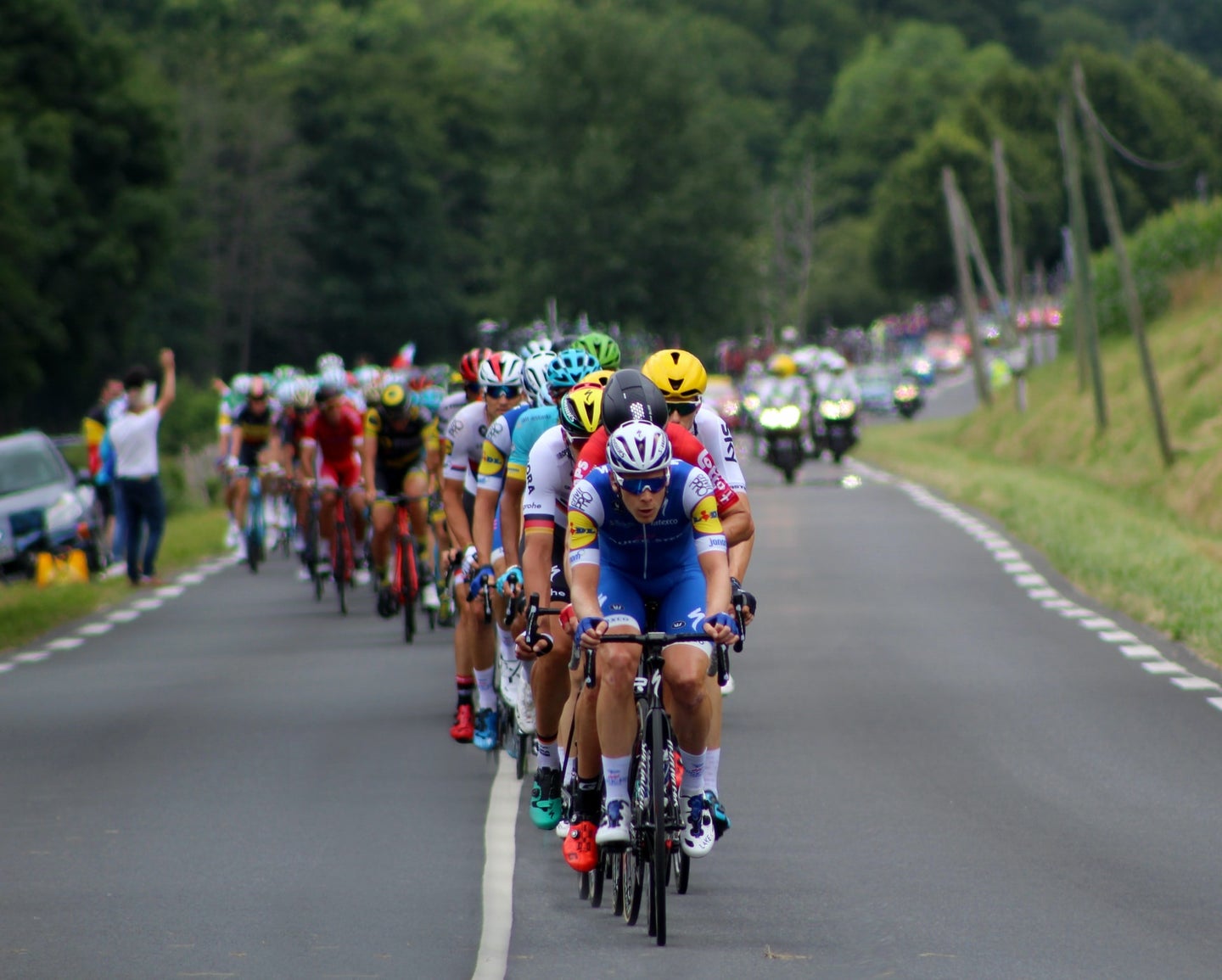 Tour de France bicyclists on a French Road in 2017