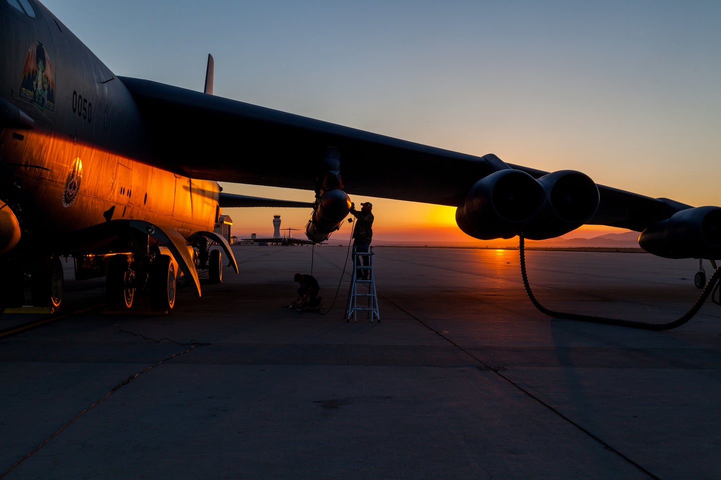 A B-52 in California on August 8, 2020, before it carried out a hypersonic test. 