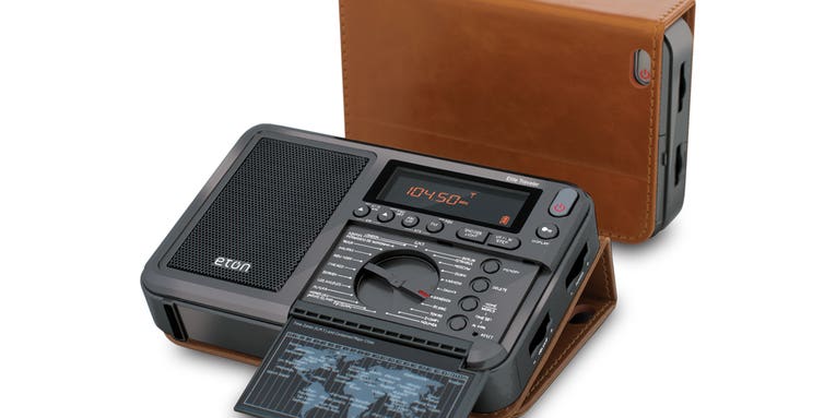Listen to your favorite stations and emergency broadcasts with this portable radio