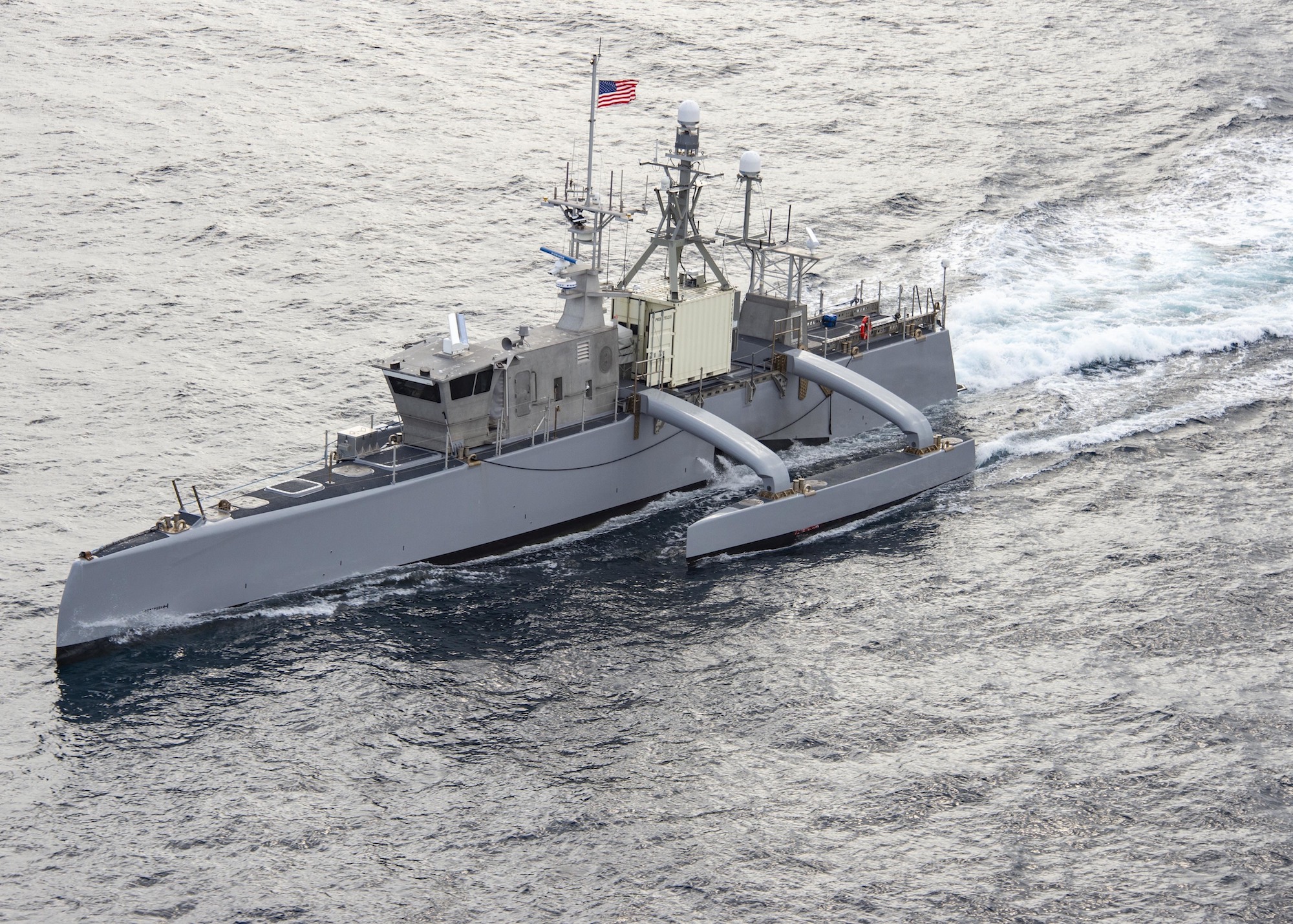 Sea Hunter, seen here in June 2022 in the Pacific, is an uncrewed vessel. 