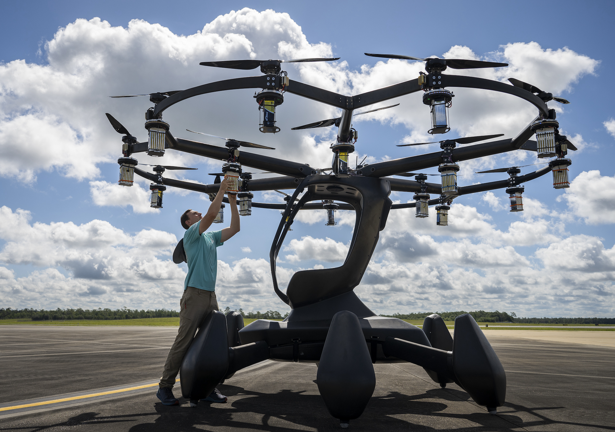With 18 rotors, the Hexa aircraft has room for just one passenger