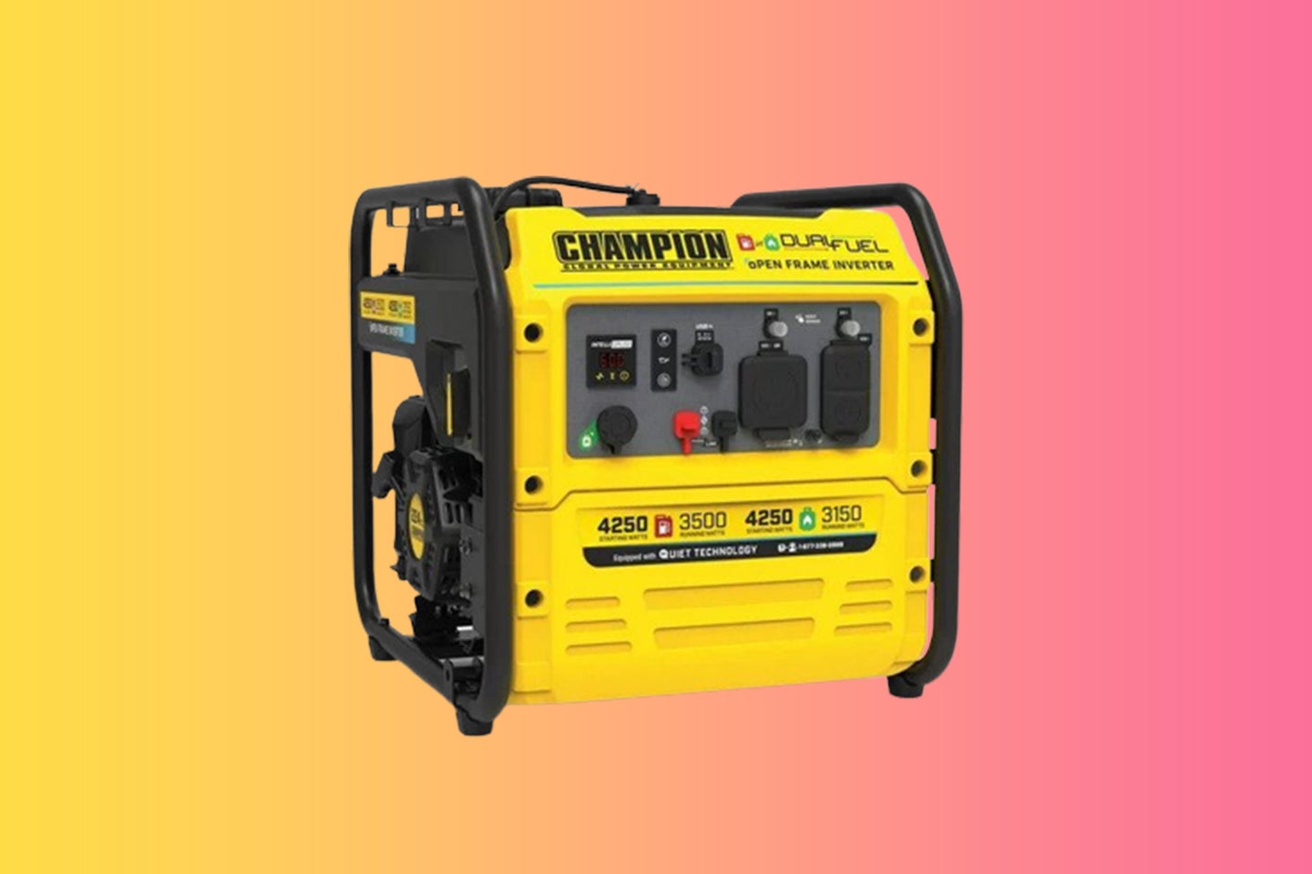 A yellow generator against a pink and yellow background