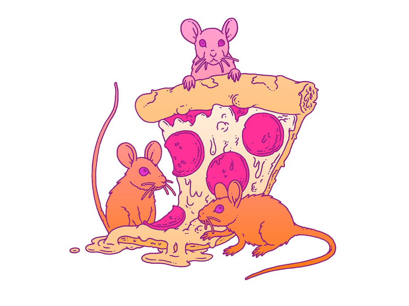 Illustration of pizza mice