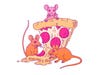 Illustration of pizza mice