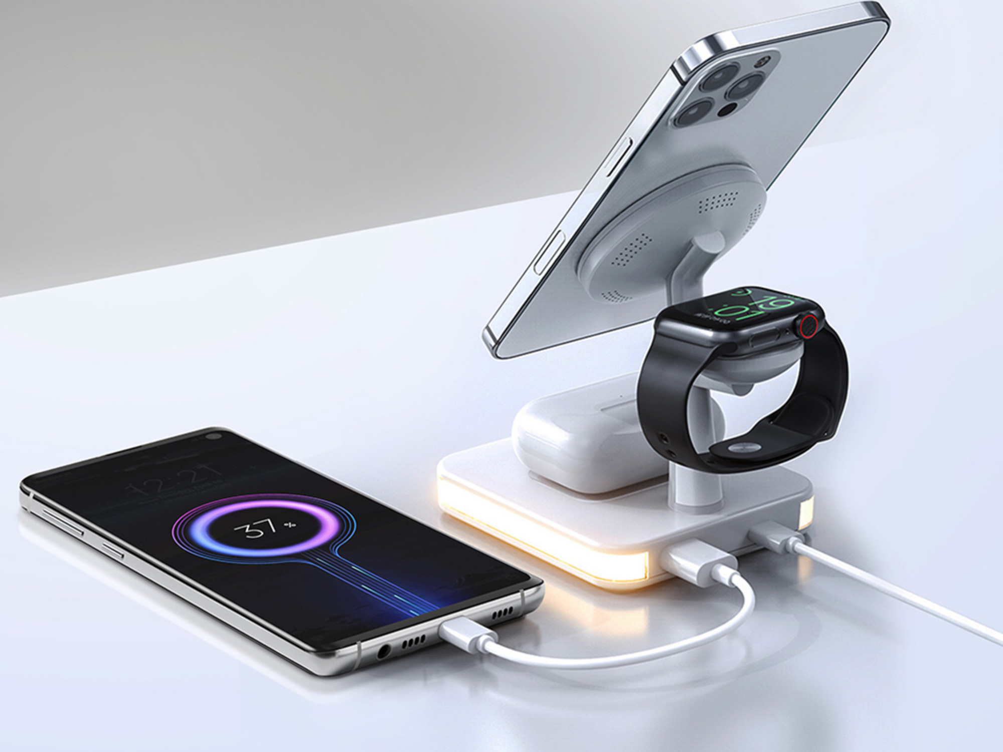 Reduce clutter on your nightstand with this 6-in-1 wireless charging station