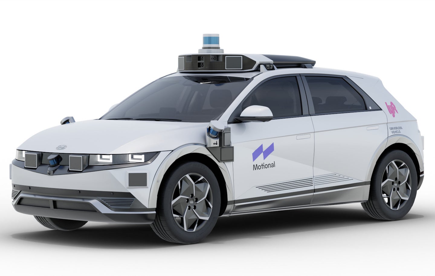 Promo photo of Lyft and Motional's self-driving Ioniq 5 robotaxi