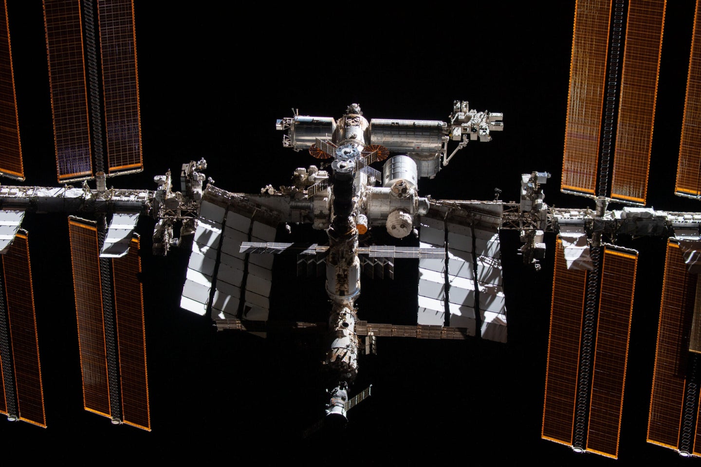 The International Space Station, seen from a Dragon Capsule in November 2021.