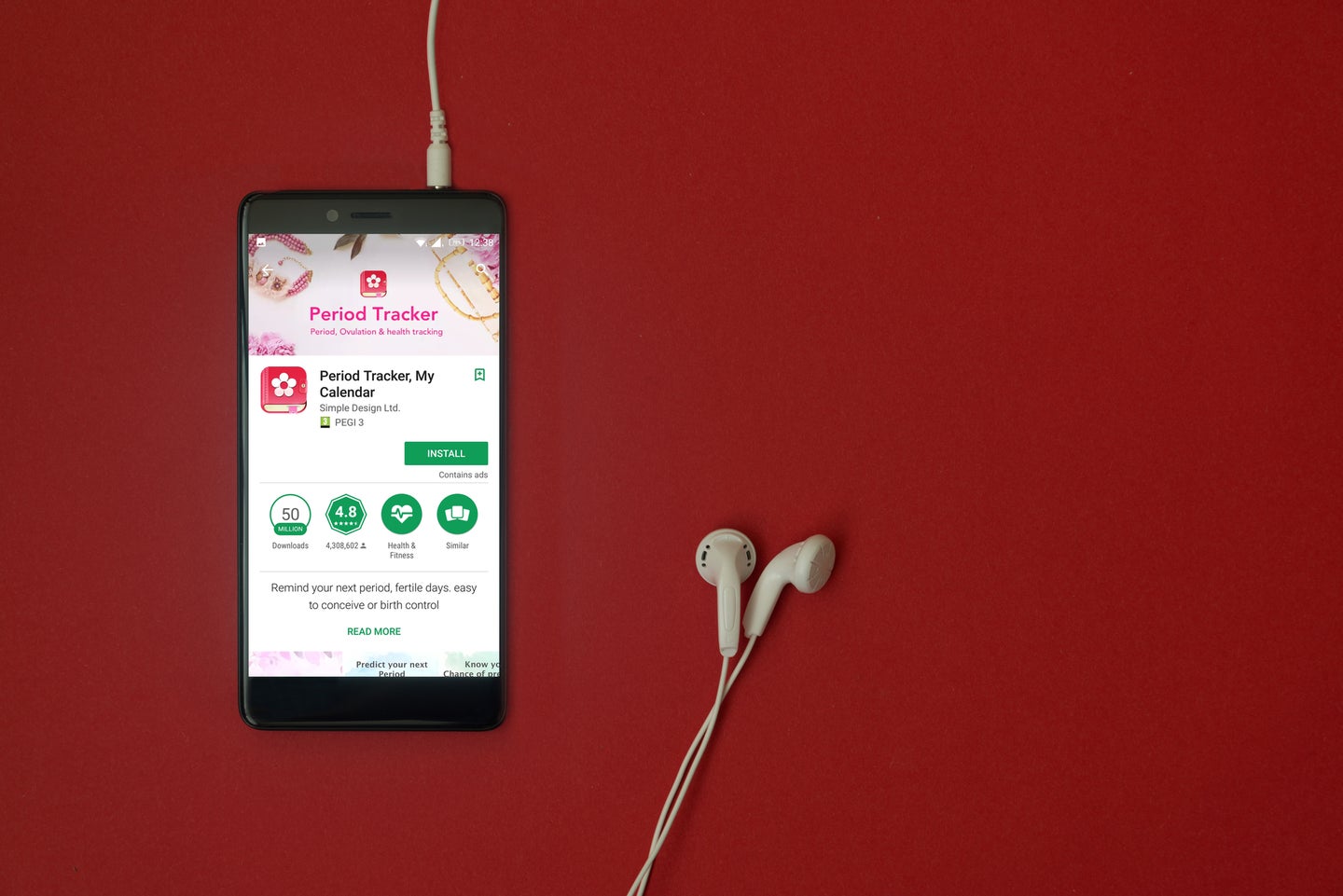 period tracking app on phone