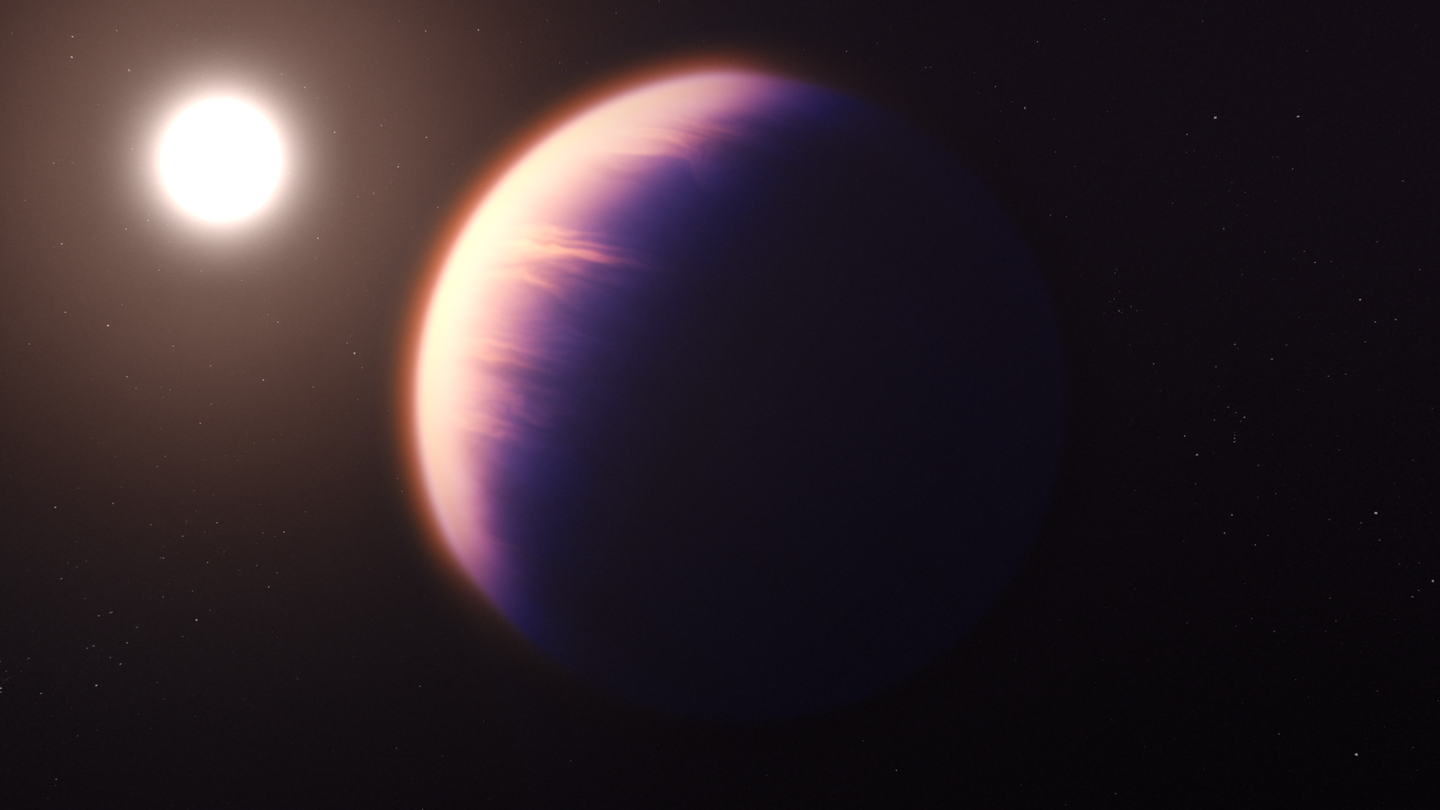 An illustration of what exoplanet WASP-39 b could look like.